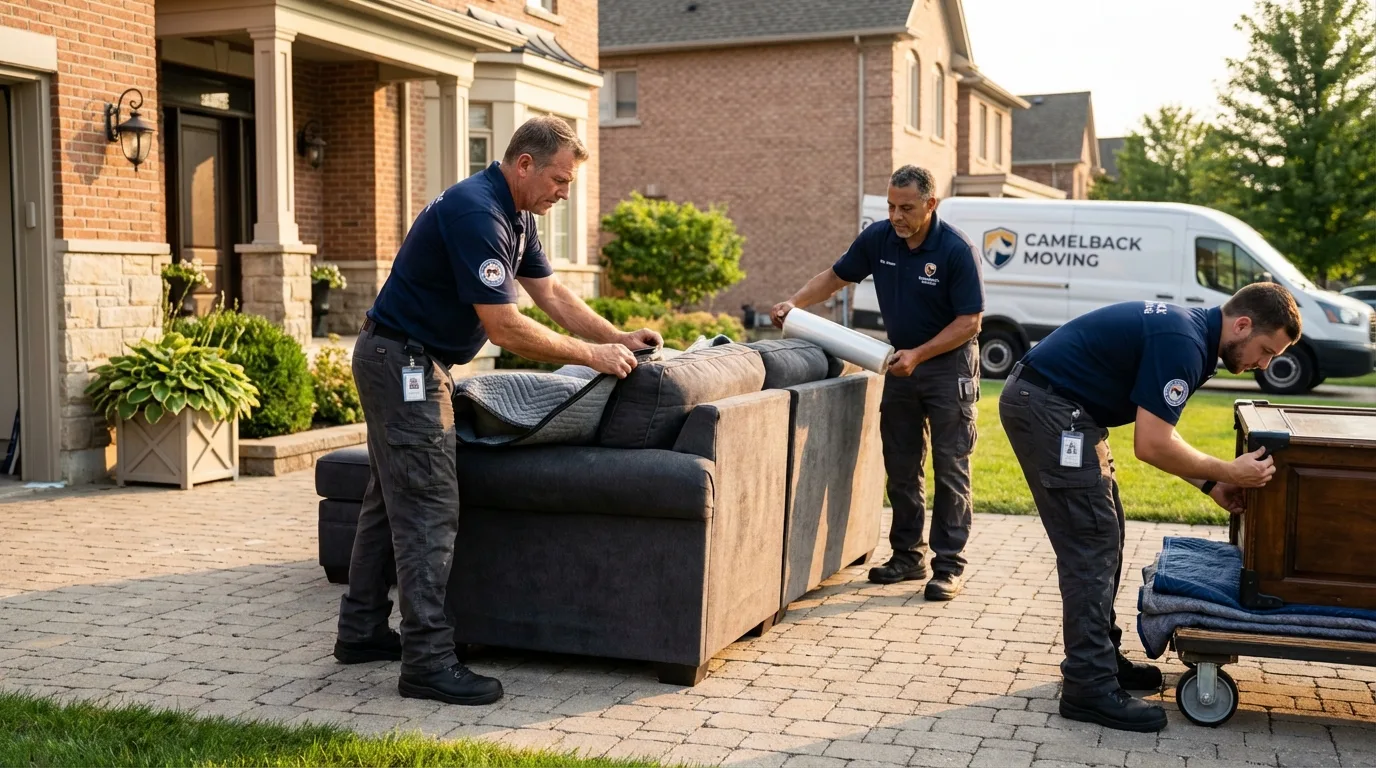 Large estate moving crew wrapping furniture in Hart, TX